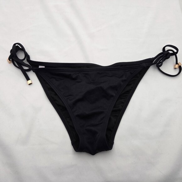 🖤 Victoria's Secret String Bikini Bottoms - Black w/ Gold Detail - L - Picture 1 of 5